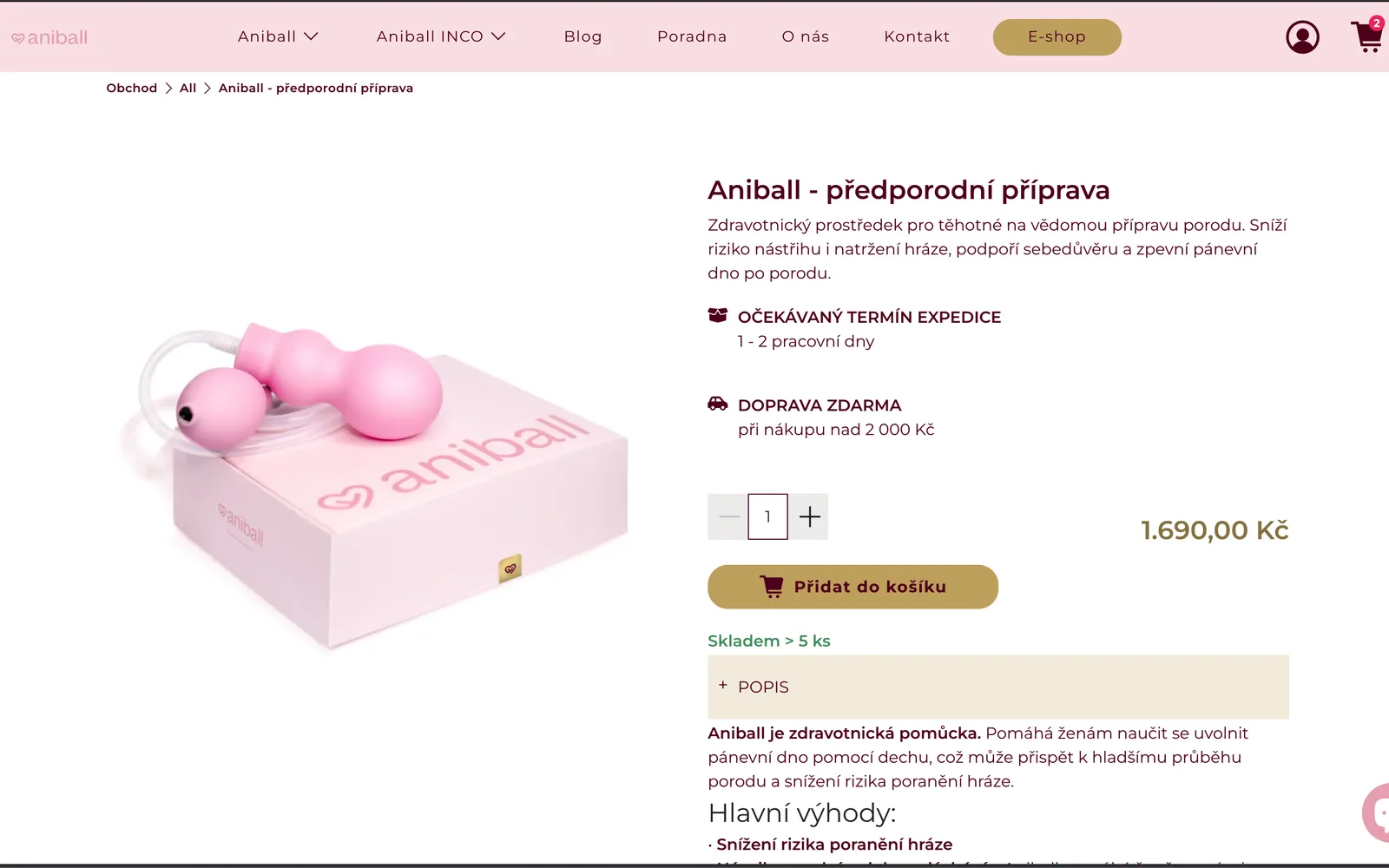 Aniball – product page before the redesign