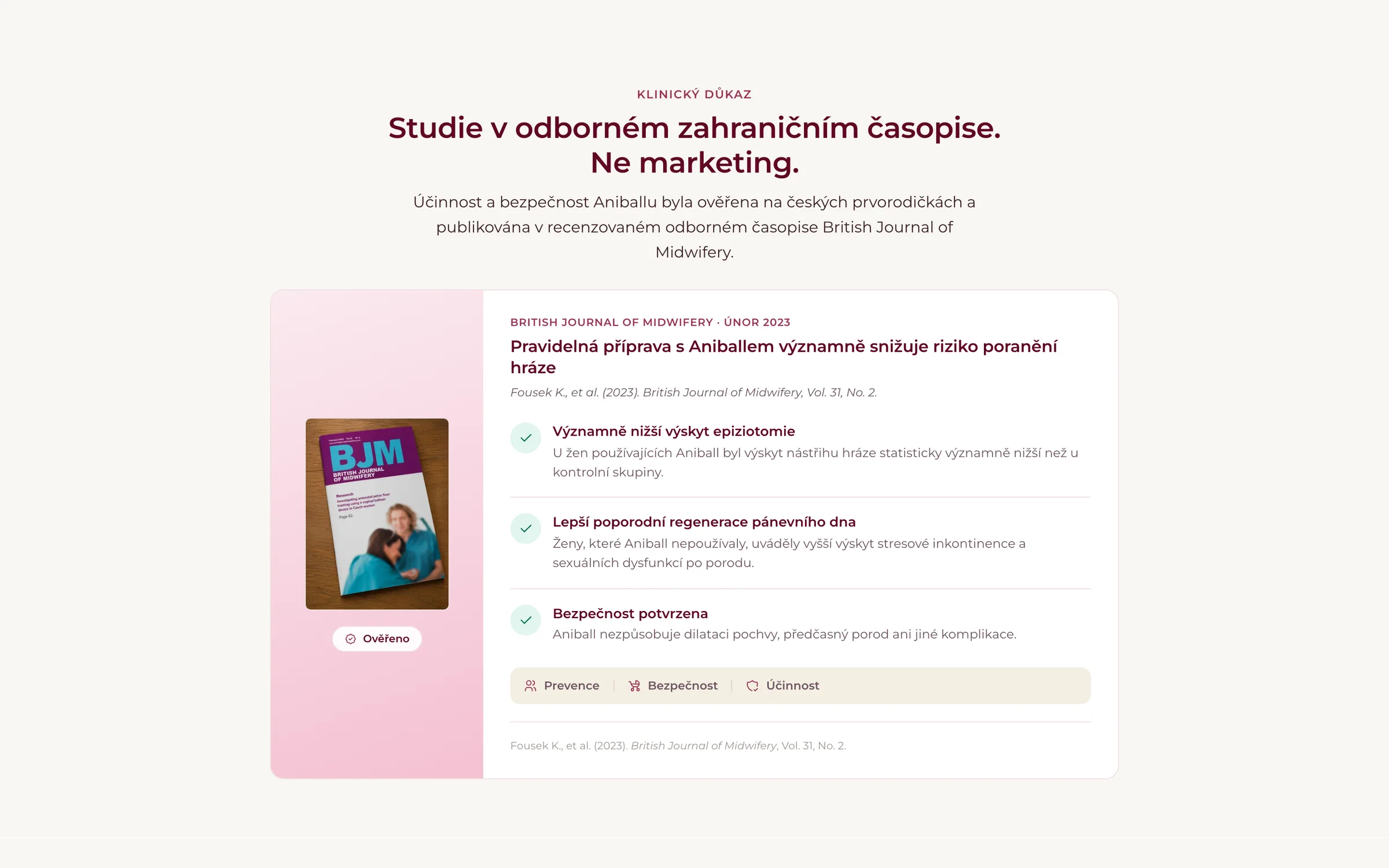 The clinical study section on the Aniball product page
