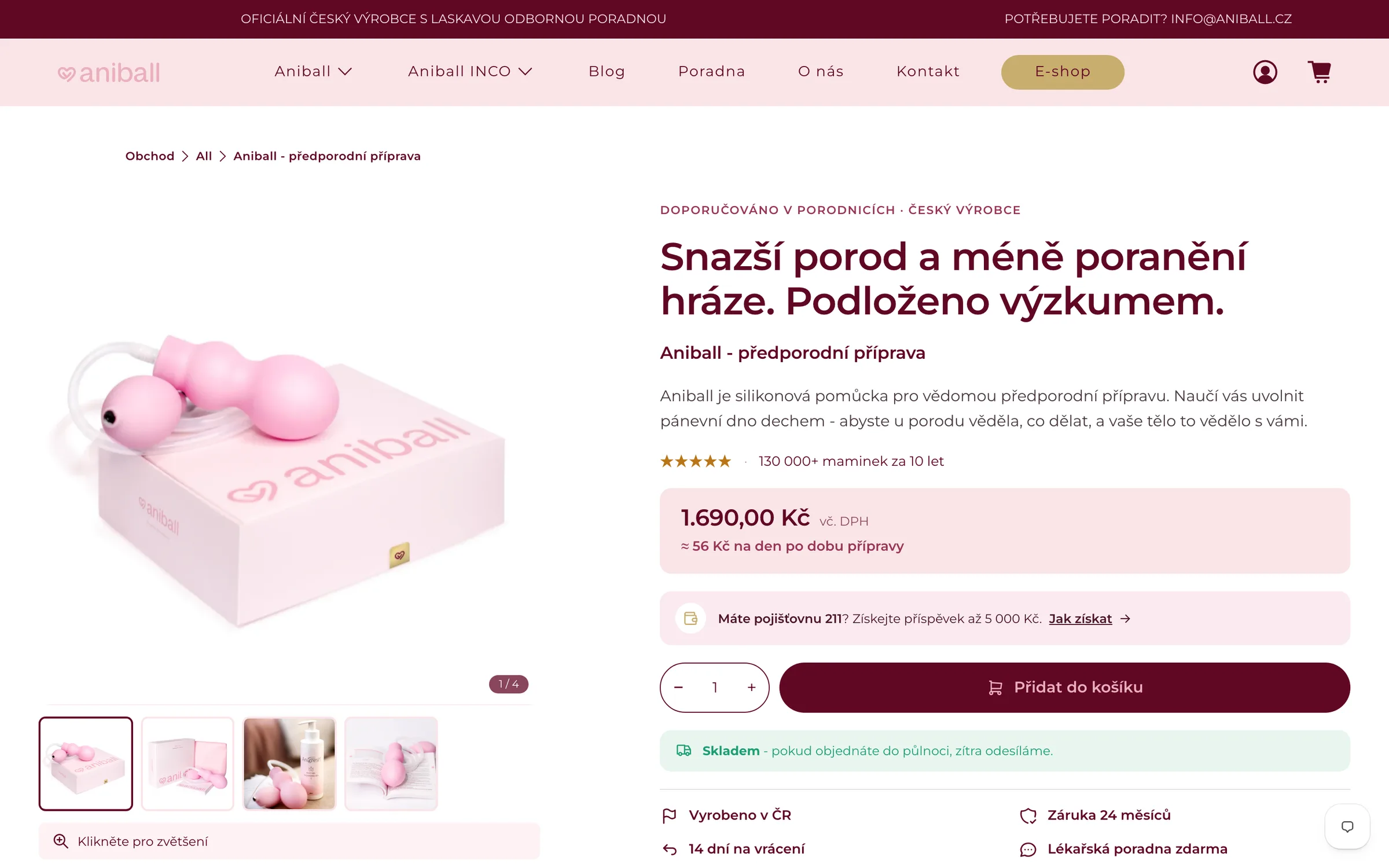The Aniball product page after the redesign – ratings, price context and trust elements
