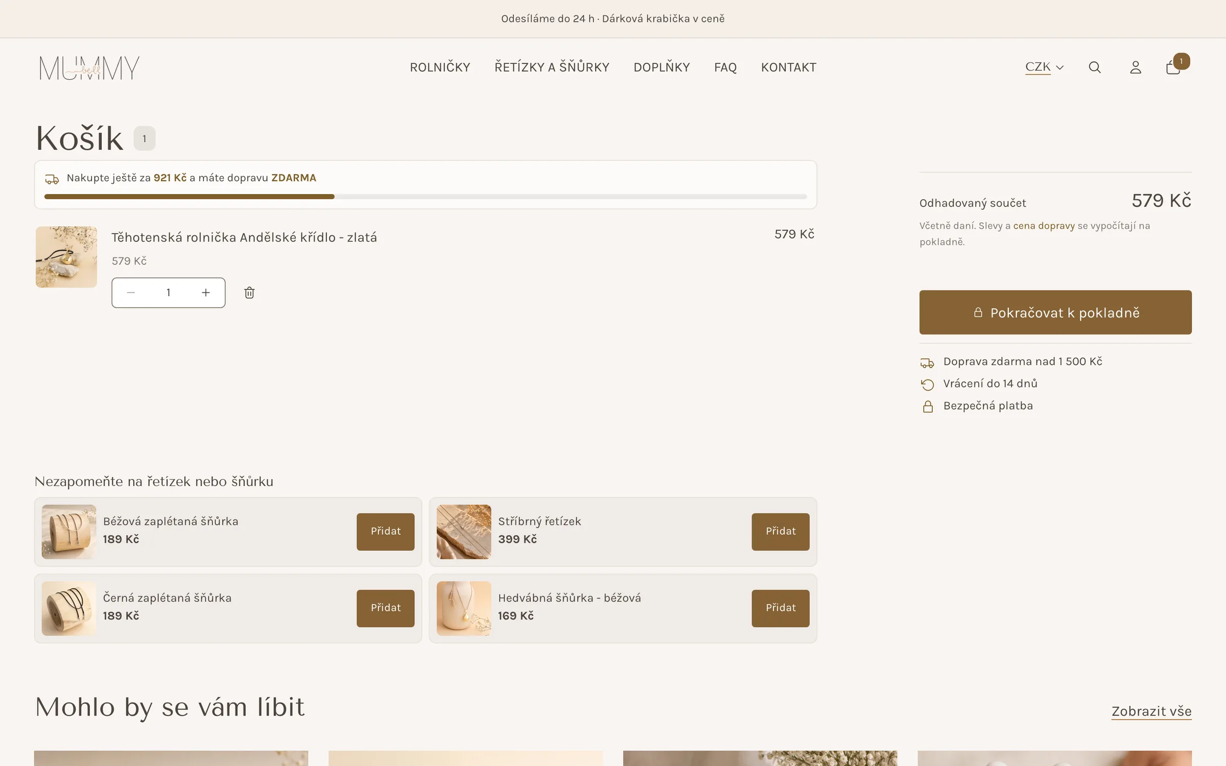 The bola cart page after the redesign – a free-shipping bar and chain offers