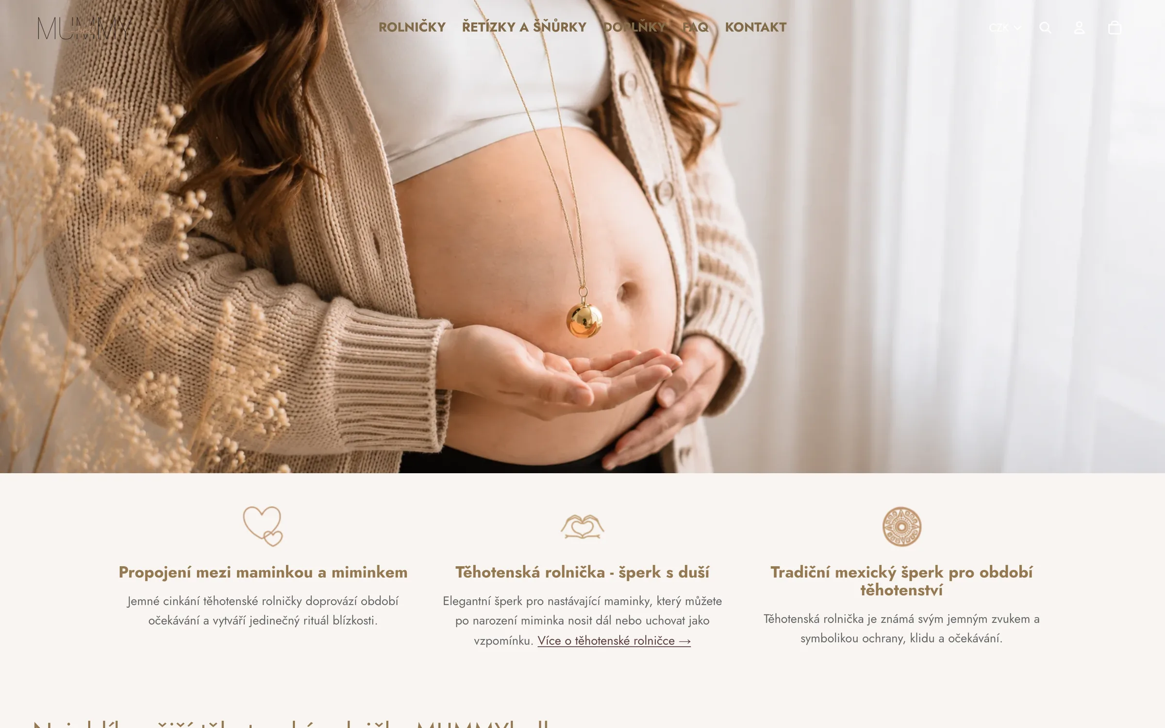 The Těhotenská rolnička homepage before the redesign – a full-screen photograph with no text