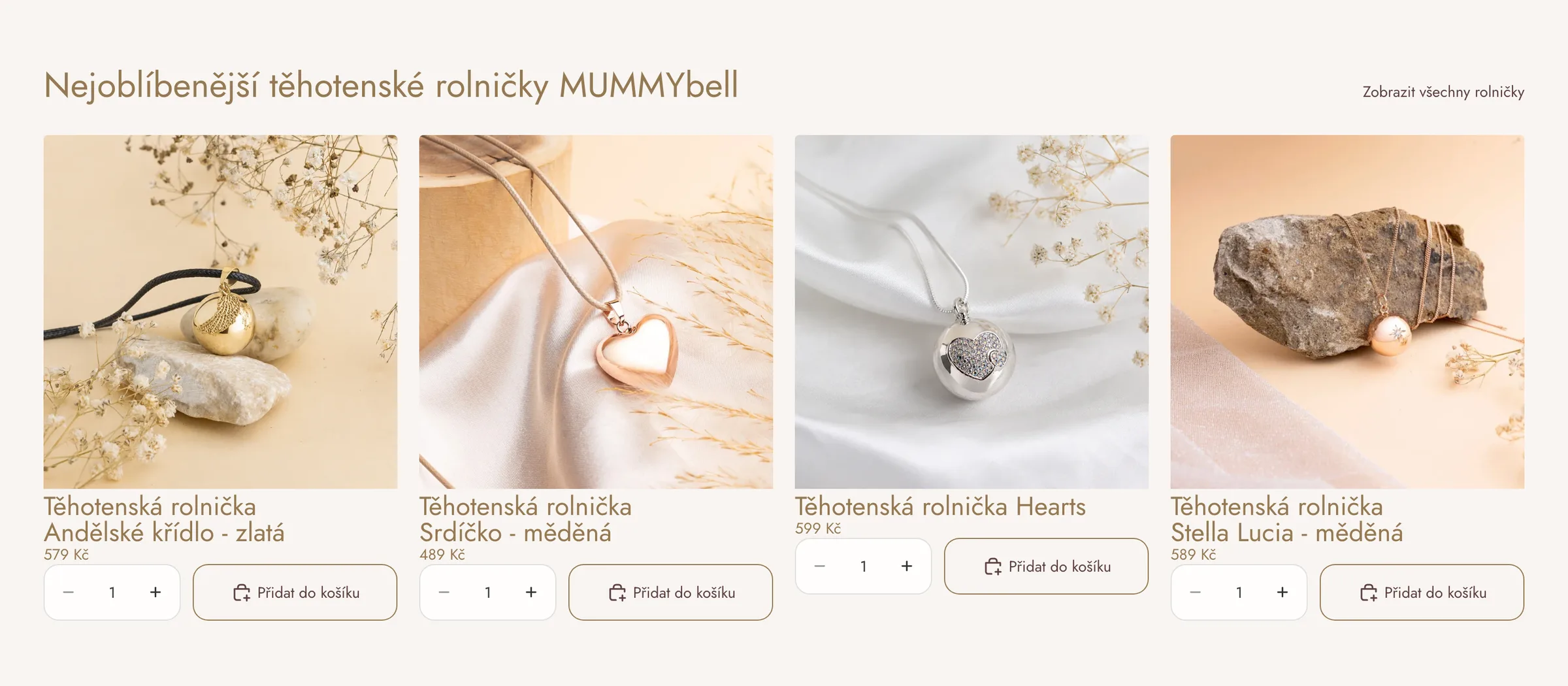 The homepage product listing before the redesign – cards with a quantity stepper and a button